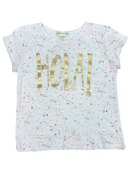Soft Gallery White Tee with Gold HOLA and Confetti Speckles